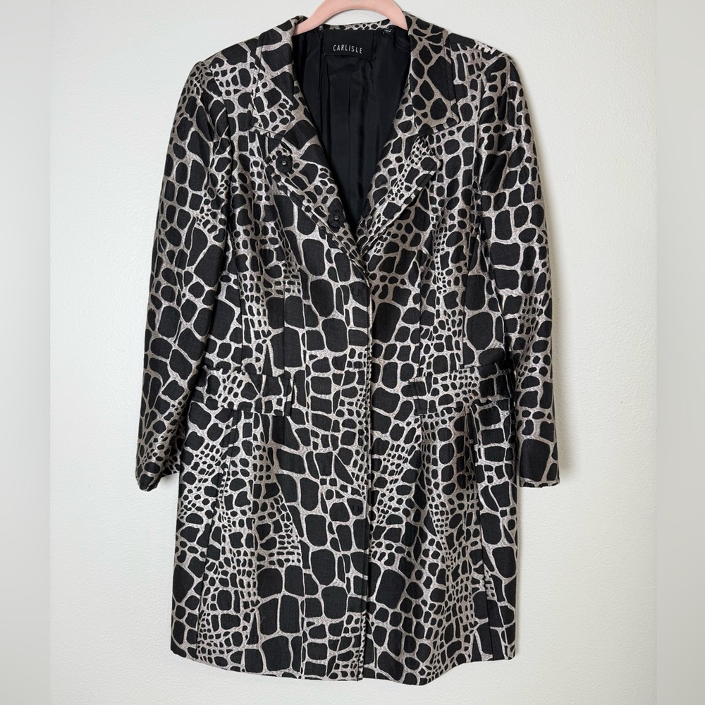Carlisle Black and Gray Patterned Trench Coat